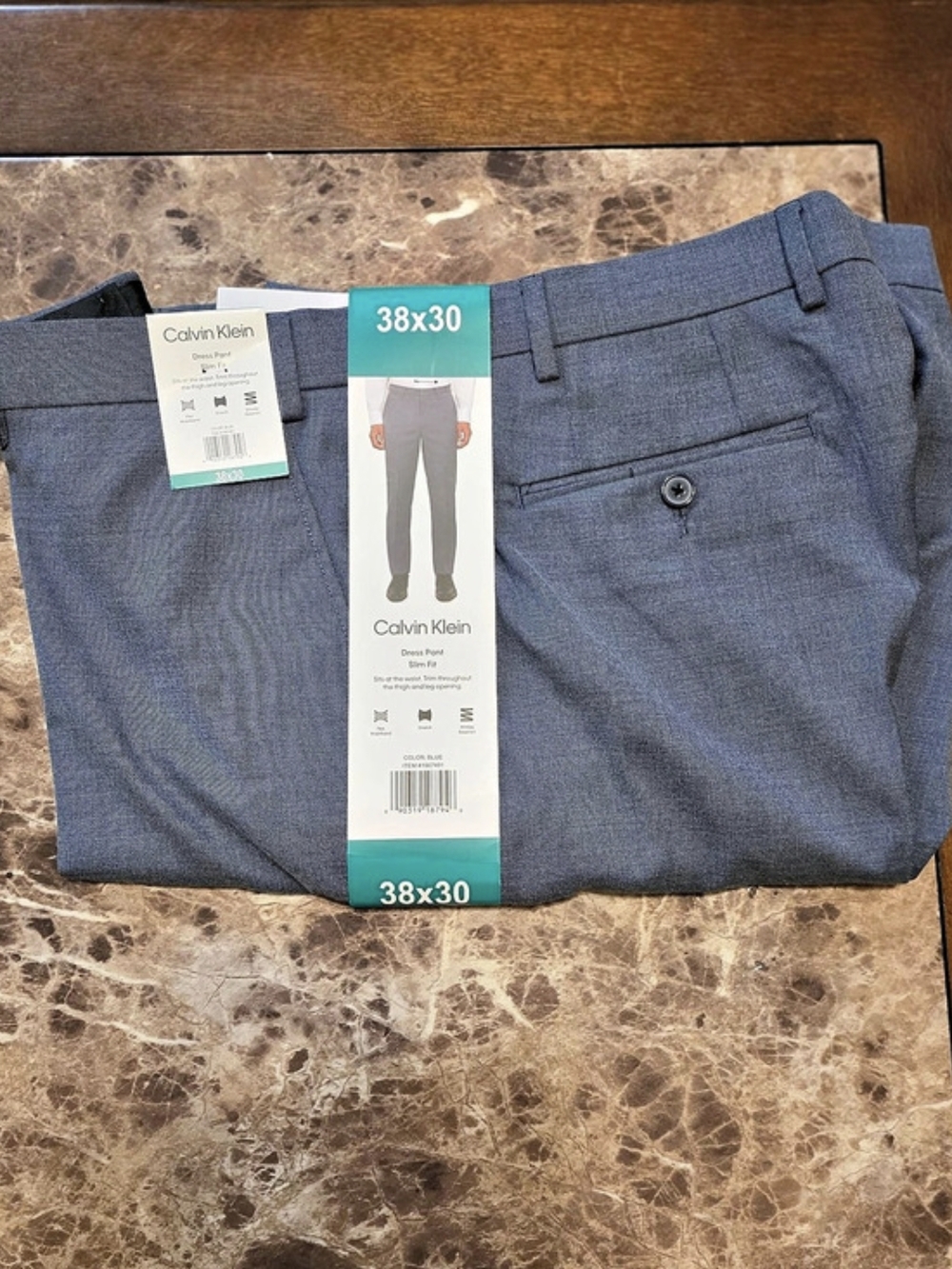 Calvin Klein Slim Fit Dress Pant Men's Blue Waist 38x30 NWT